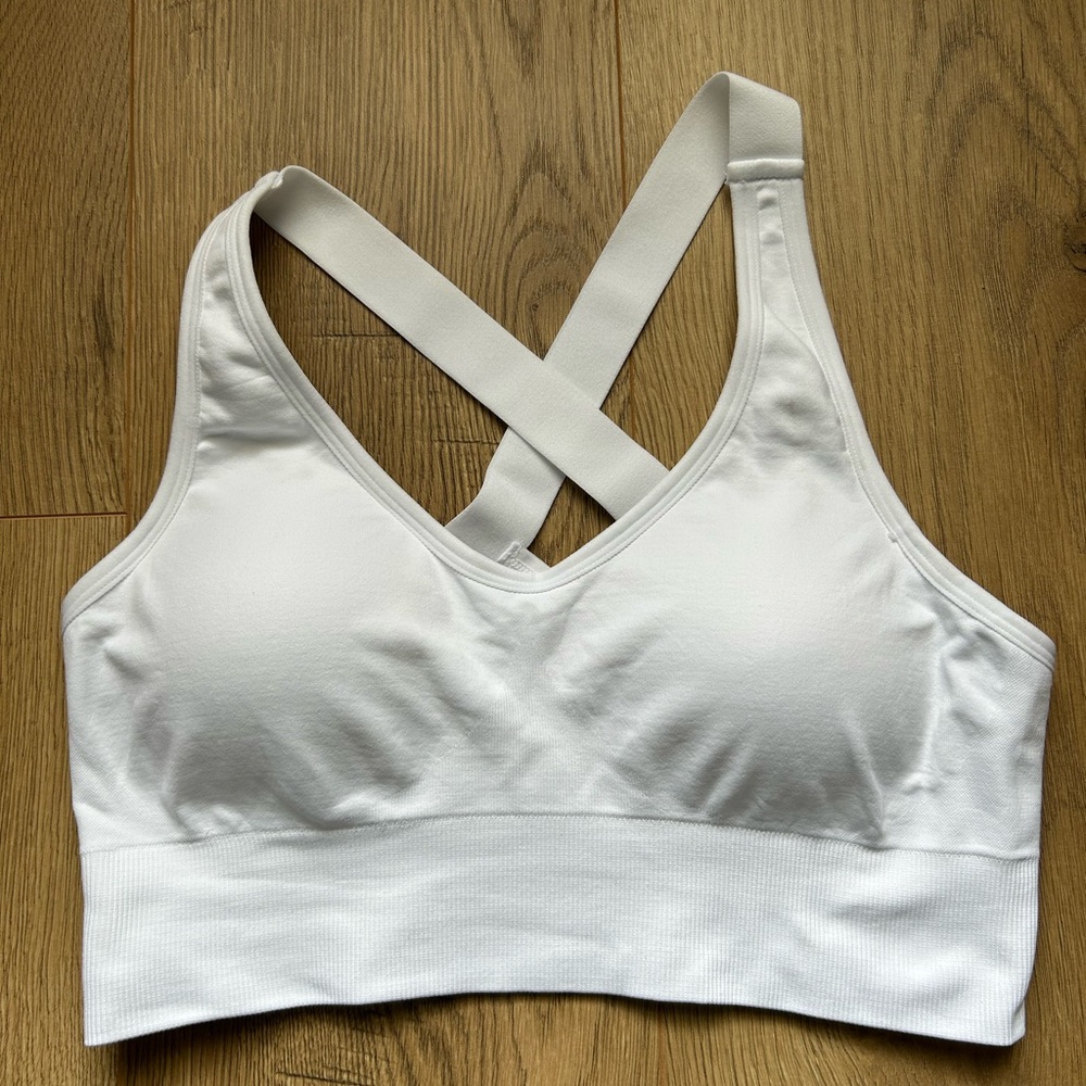 White Cross-Back Sports Bra